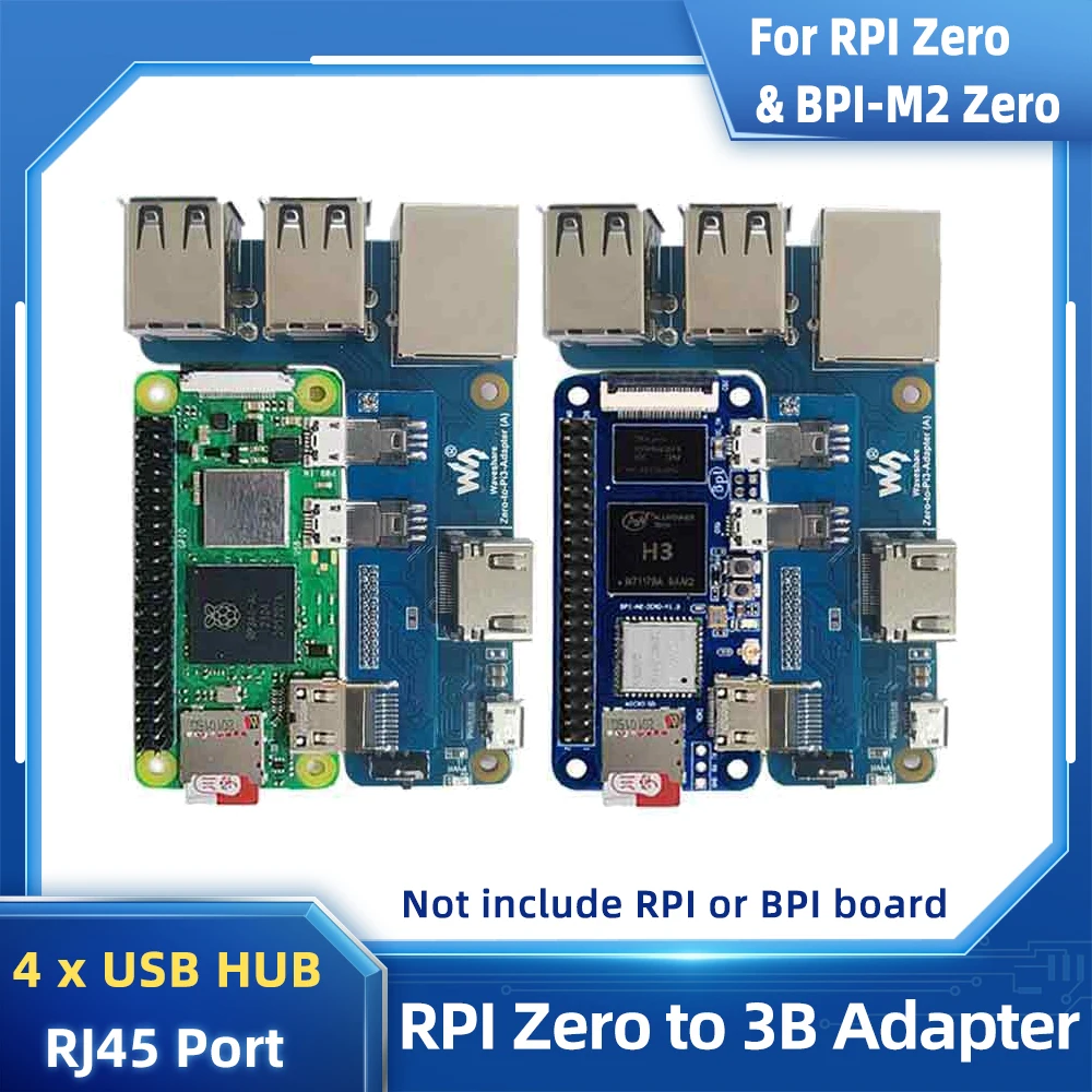 

Raspberry Pi Zero 2 W to Pi 3B Expansion Board 4 x USB Hub + 10/100M Ethernet RJ45 HDMI-compatible for Banana Pi M2 Zero