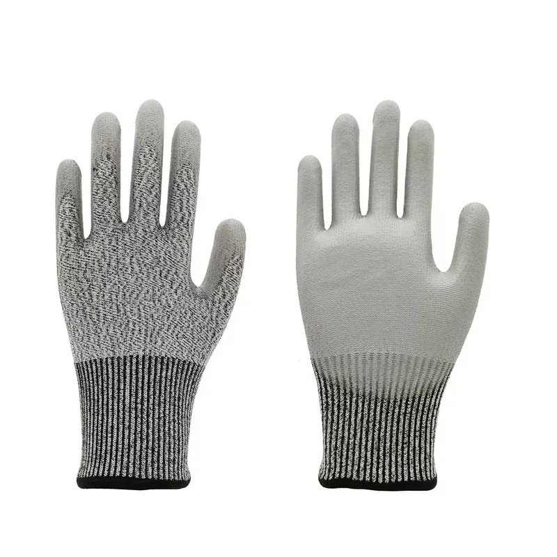 Work Gloves, Cut-Resistant Grade A5, Made Of HPPE Fiberglass Material With PU Coating, CE Certified, EN388 Compliant