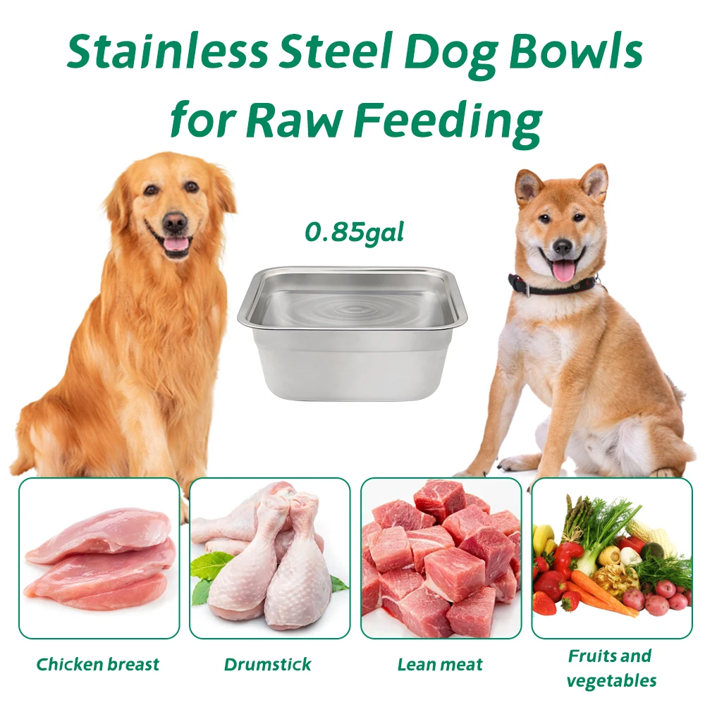 Stainless Steel Multi-functional Bowl Washing Vegetables Drain Basket Fruits Storage Organizer Bowl Square Food Basin Dog Feeder