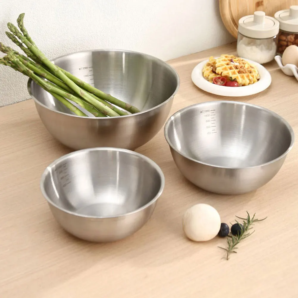

1 set Stainless Salad Large Mixing Kitchen Prep Vegetable Basin Rice Washing Sieve Bowls For Kitchen Metal Bowls