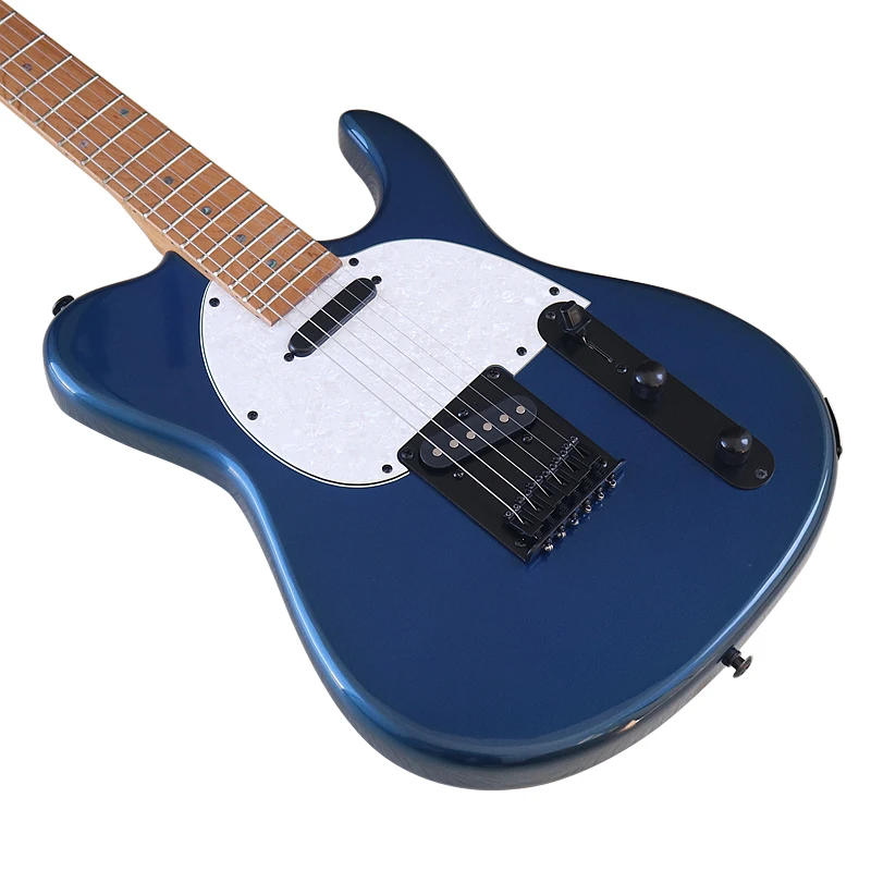 6 Strings Electric Guitar Metaillc Blue Solid Okoume Body 39 Inch High Glossy Guitar With Canada Maple In Stock