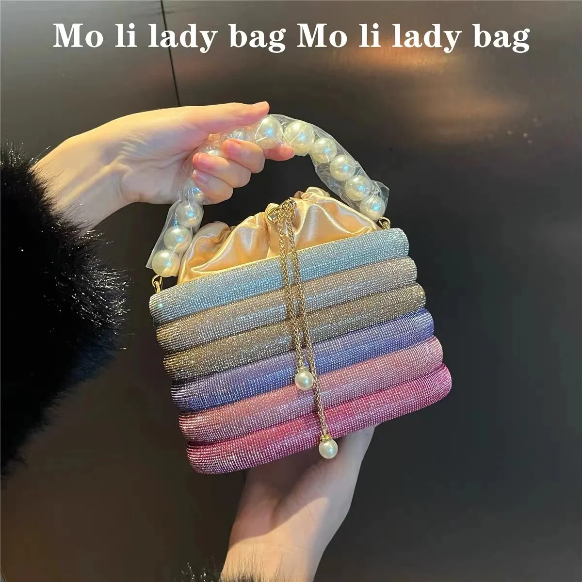 Women Elegant Handbag Luxury Metal Cage Glitter Shiny Rhinestones Diamond Evening Bag Wedding Party Clutch Purse Crossbody Bag