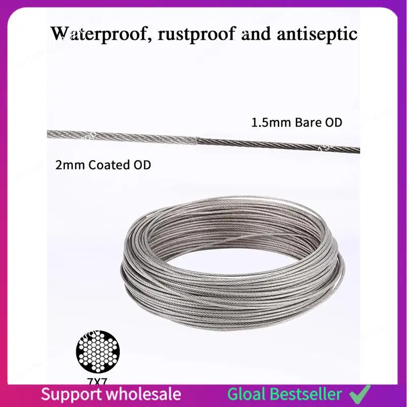 A38M Stainless Steel Garden Wire Wire Rope Metal 30M 2Mm With Turnbuckle Wire Tensioner,For Climbing Plants,Fence,String Lights