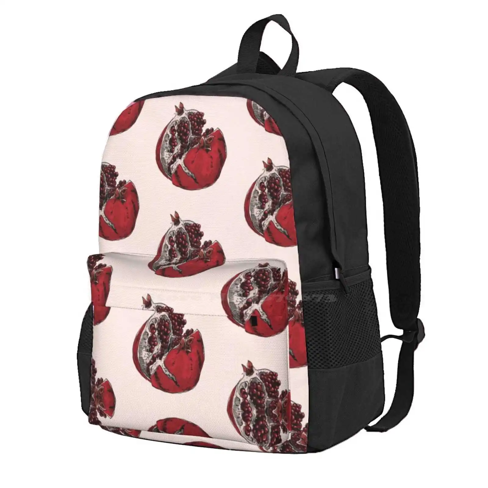 Pomegranate Drawing Hot Sale Schoolbag Backpack Fashion Bags Pomegranate Fruit Split Open Ripe And Pen And Ink Sketch Hand