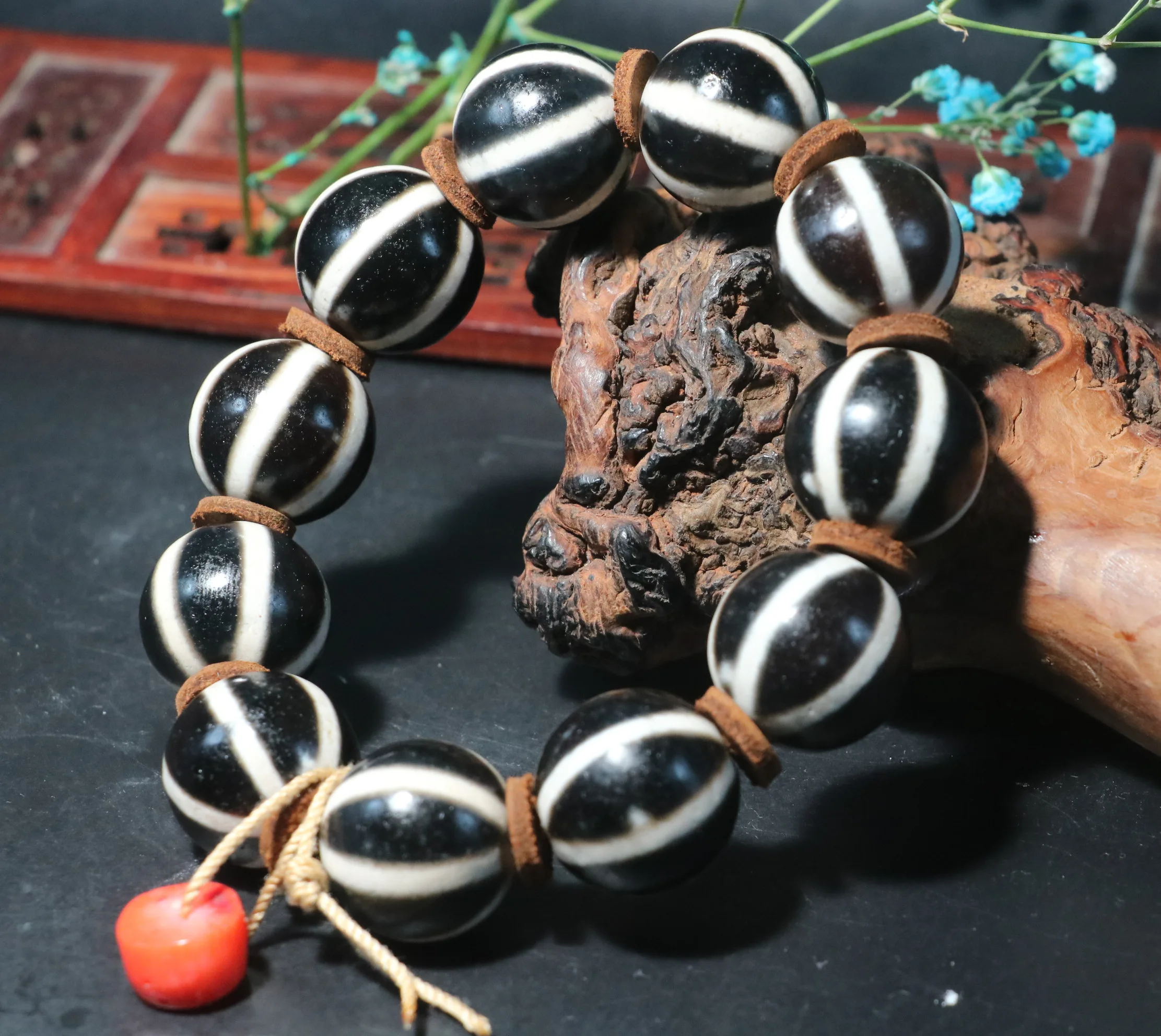 

№ 210126n14 волшебный Тибетский Старый Агат черного цвета Тыква Круглый бриллиантовый браслет 20 мм амулет хорошие шары