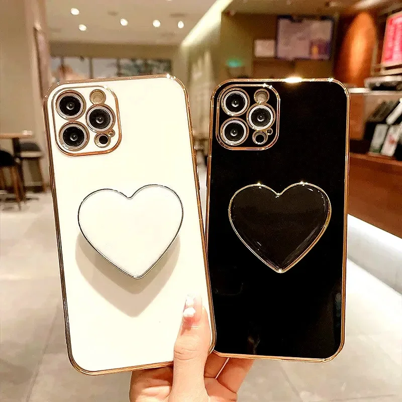 Heart Stand Phone Case For Motorola Moto G84 G54 G73 G53 G23 G13 G82 G41 G72 G62 G52 G42 G32 G22 G31 G9 G8 Plus Power Lite Cover