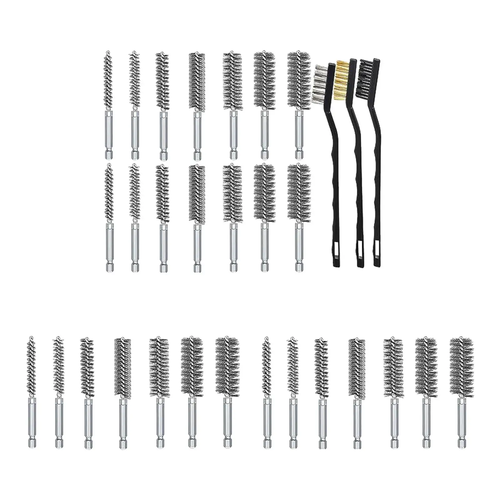 Wire Bore Brush Set with Handle 8mm-25mm Professional Cleaning Wire Brushes