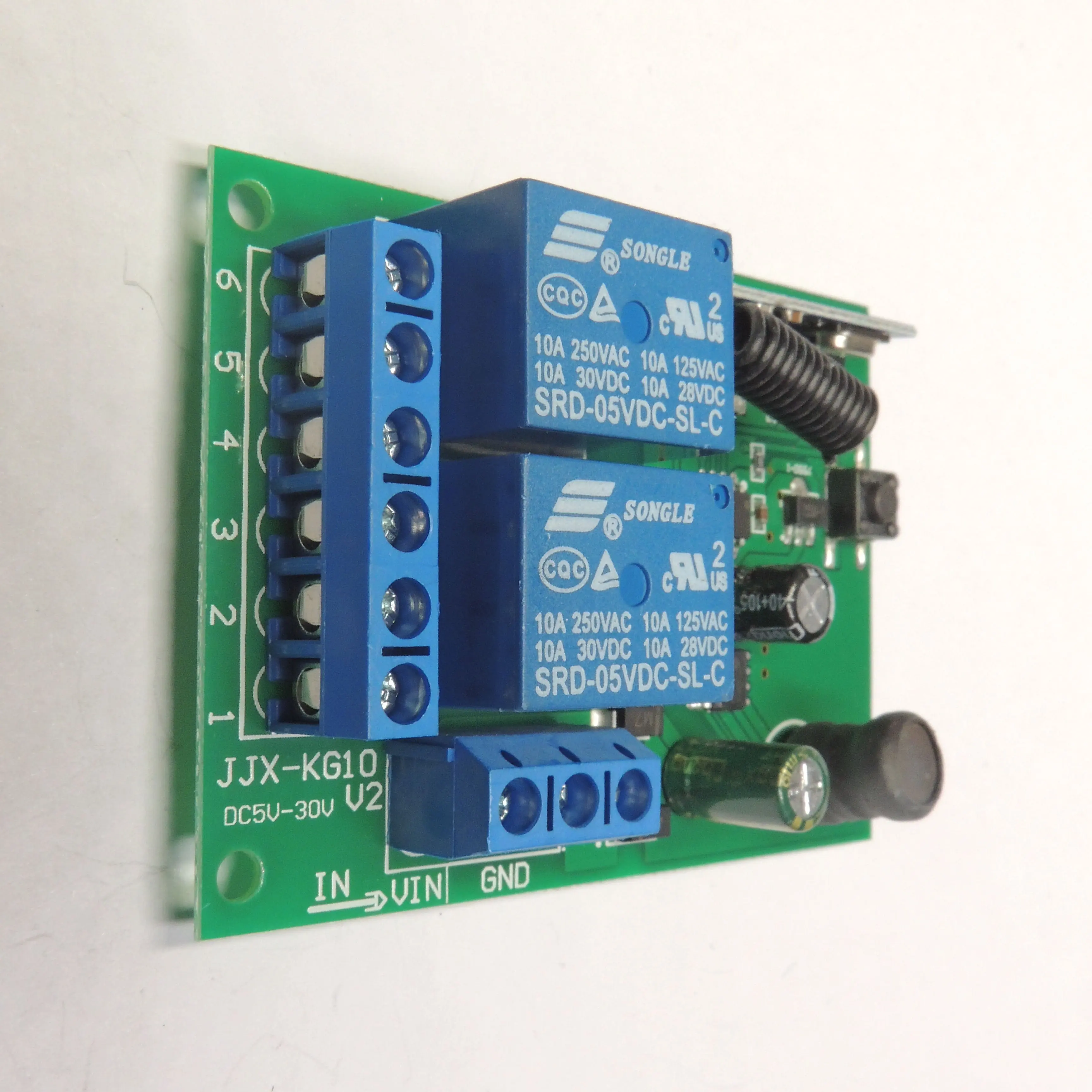 Obwód zdalnego sterowania RF433Mhz Uniwersalny bezprzewodowy przełącznik DC5V 12V 24V 2-kanałowy odbiornik przekaźnikowy nadajnik do bramy garażowej, drzwi, oświetlenia — zdjęcie produktu 6