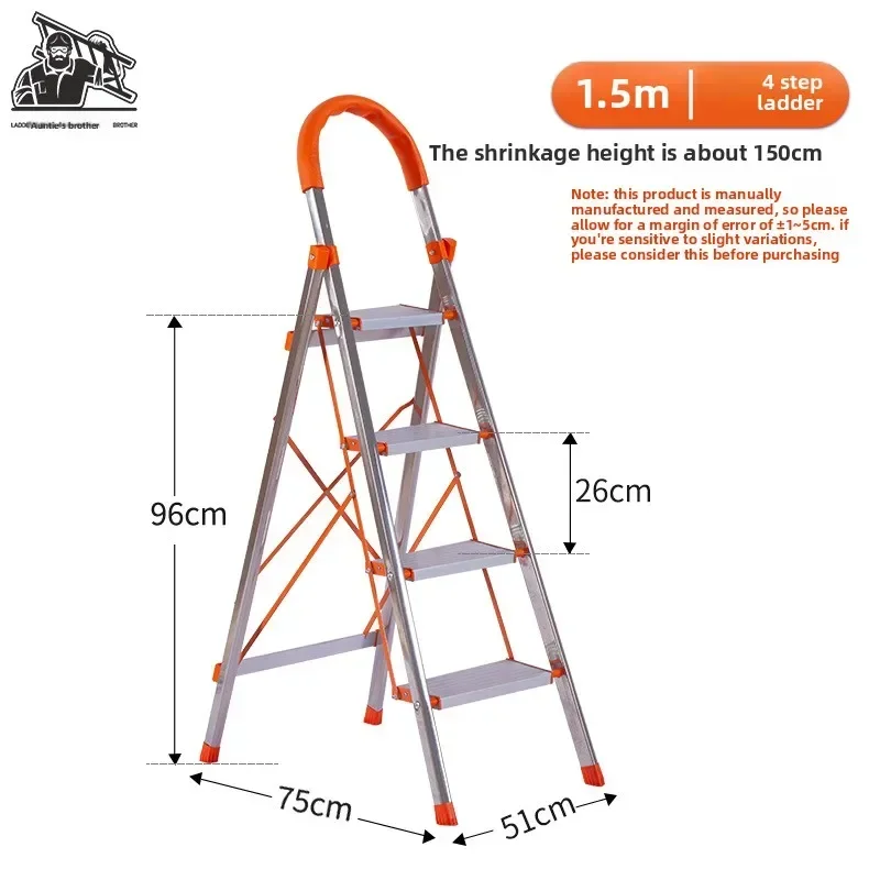 Folding Ladder Telescopic Herringbone Ladder Indoor Stainless Steel Ladder Safety Ladder Aluminum Alloy Small Staircase
