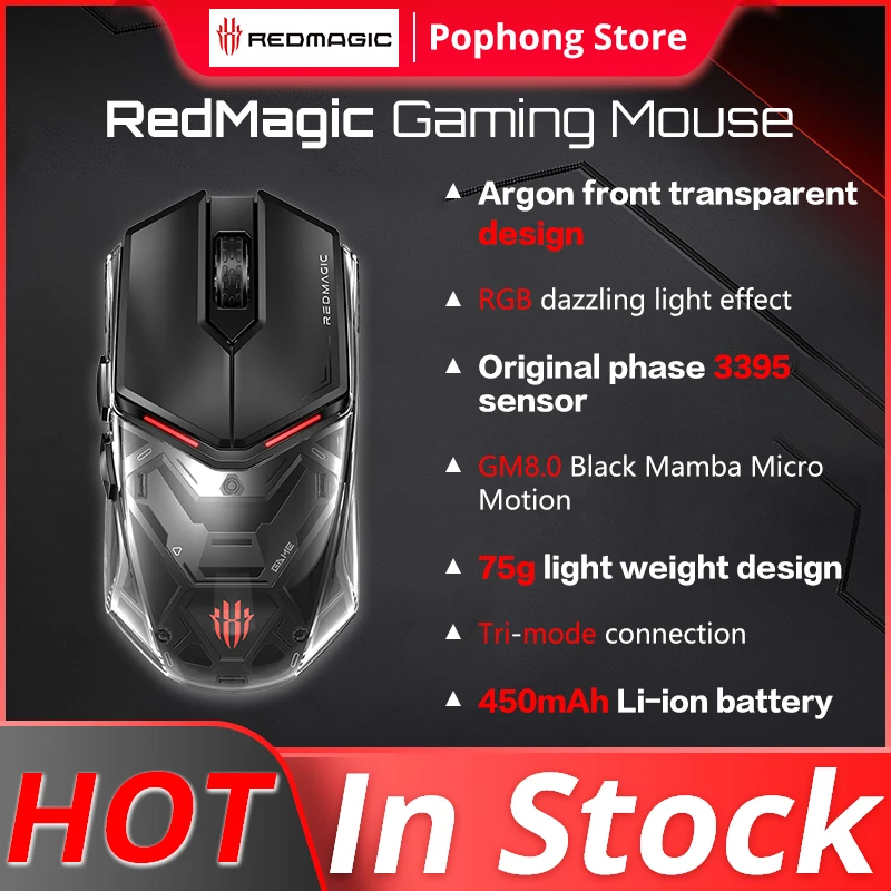 

Redmagic Gaming Mouse GS001J Gaming Mouse 3395 Sensors RGB Light 450mAh