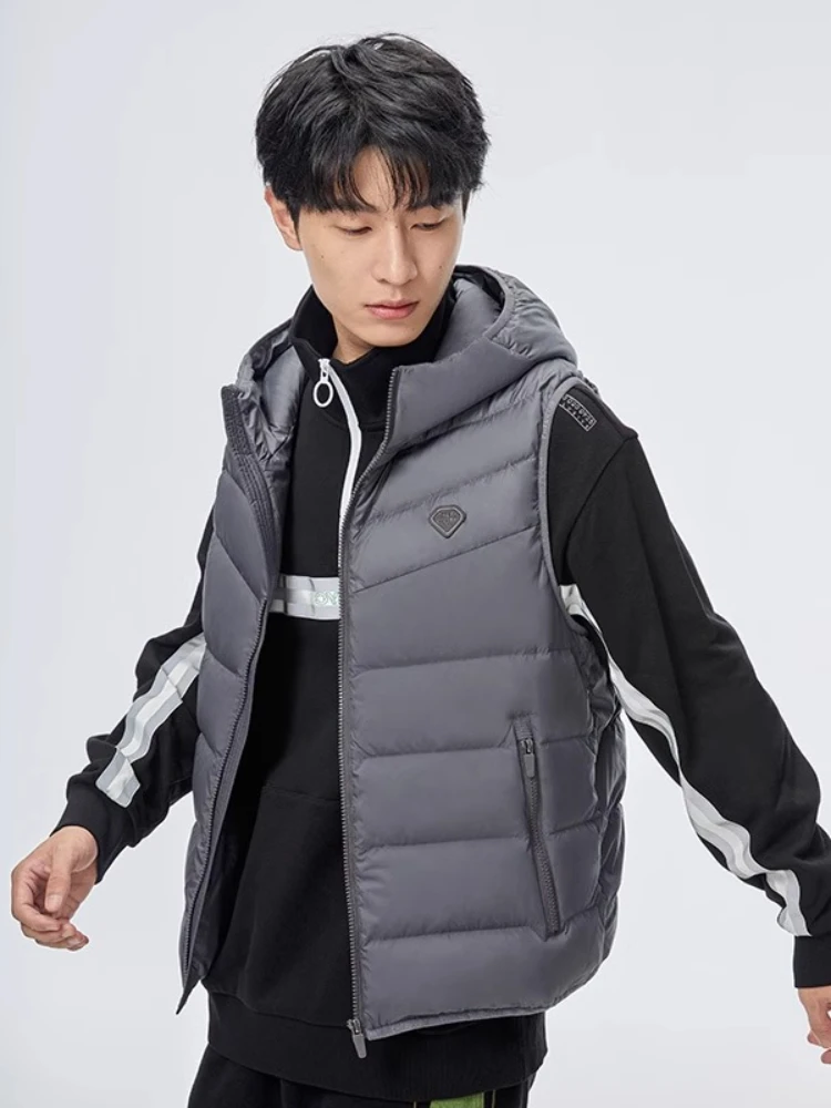 Chericom Men's Winter Hooded Vest Lightweight Down Jacket with Ribbed Trimming Zipper Placket and Windproof Hood Winter Y289955N