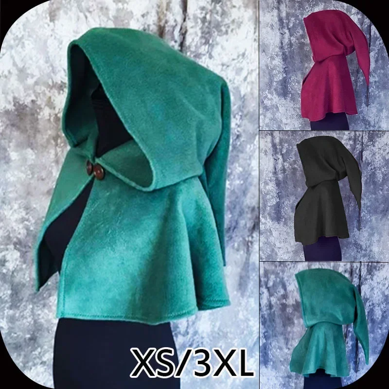 Capa gótica con capucha para mujer, accesorios medievales de Cosplay, chal negro, verde, vampiro, diablo, cruzado, Punk, capa de mago