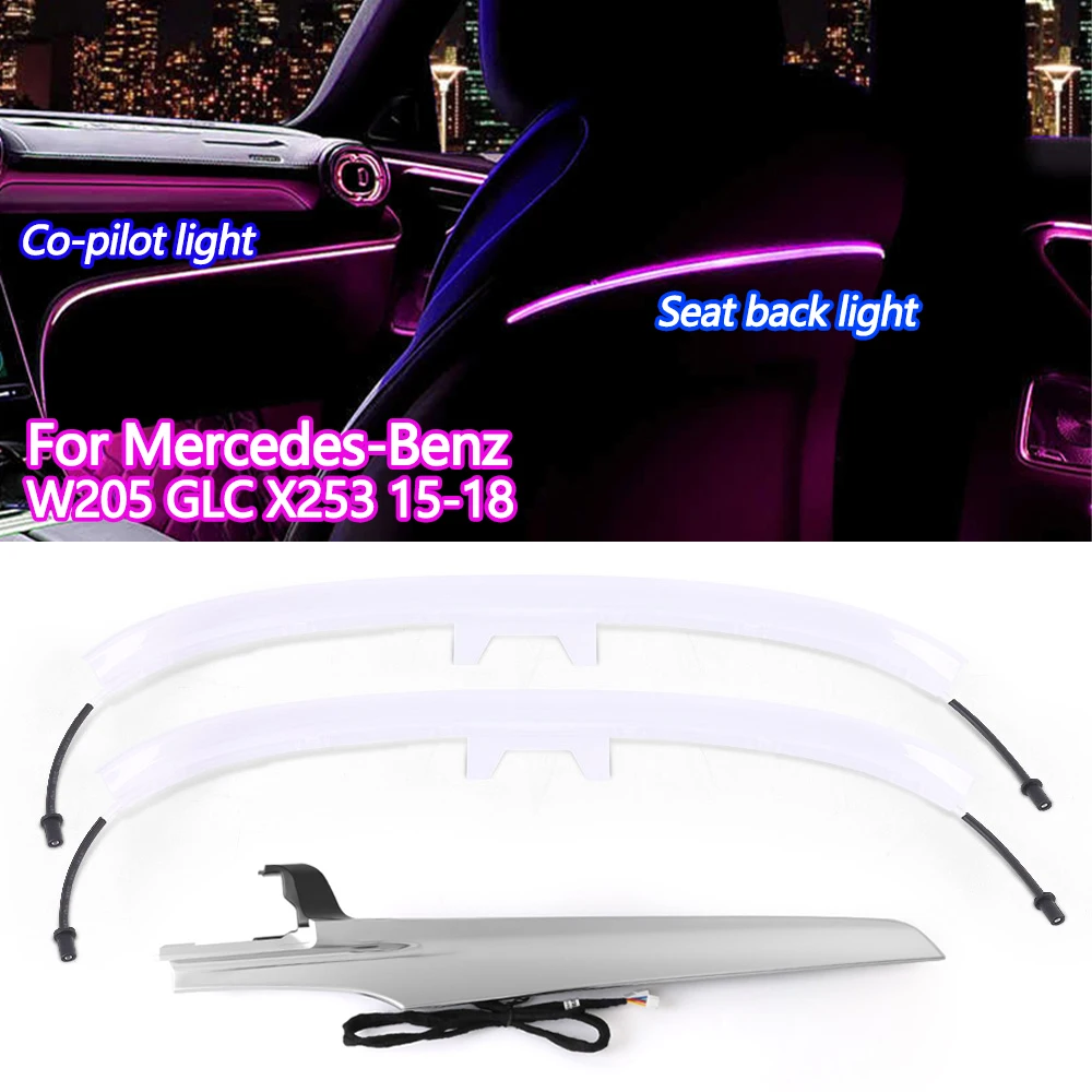Für Mercedes-Benz W205 GLC X253 LED-Ambientebeleuchtung C-Klasse 3-Farben Rückenlehnen-LED-Atmosphärenlampe Beifahrer-Panel LED-Dekorationskit