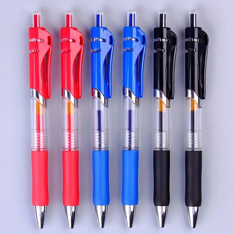 Press-action Ballpoint Pen: Suitable for Student Writing and Business Signatures, with Options of Black, Red, and Blue Ink.