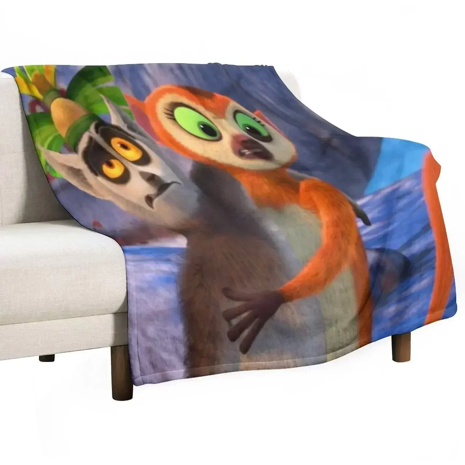 All Hail King Julien Throw Blanket Sofa Quilt Thermal sofa bed Soft Big for winter Hairy Blankets