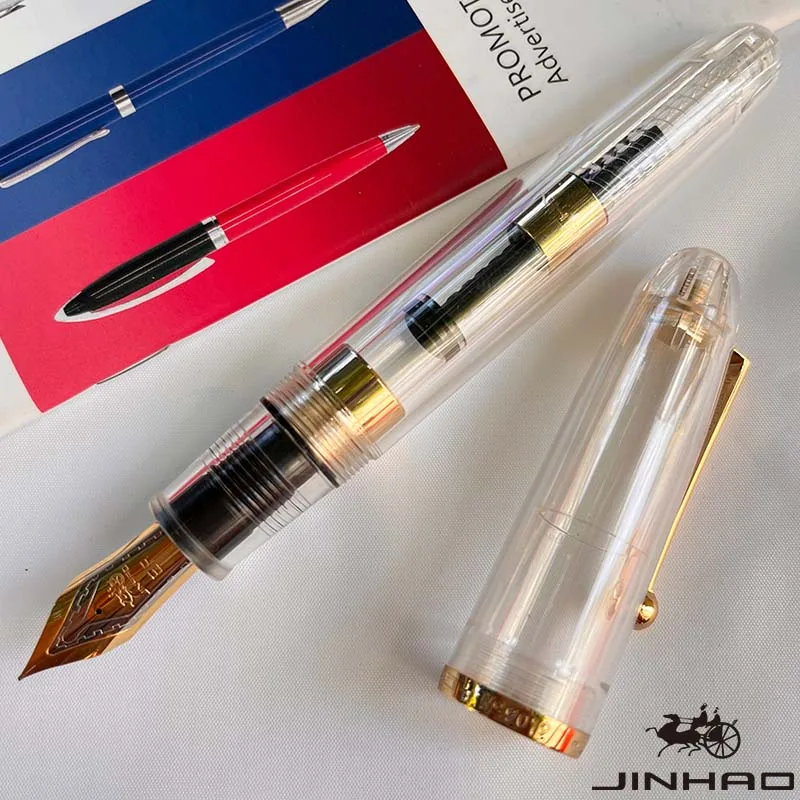 Luxus JinHao 9019 Dadao Brunnen Stift Acryl Transparent Spin Stift 40 MM Feder Schreibwaren Büro Schule Liefert Schreiben Stifte – Detail 4
