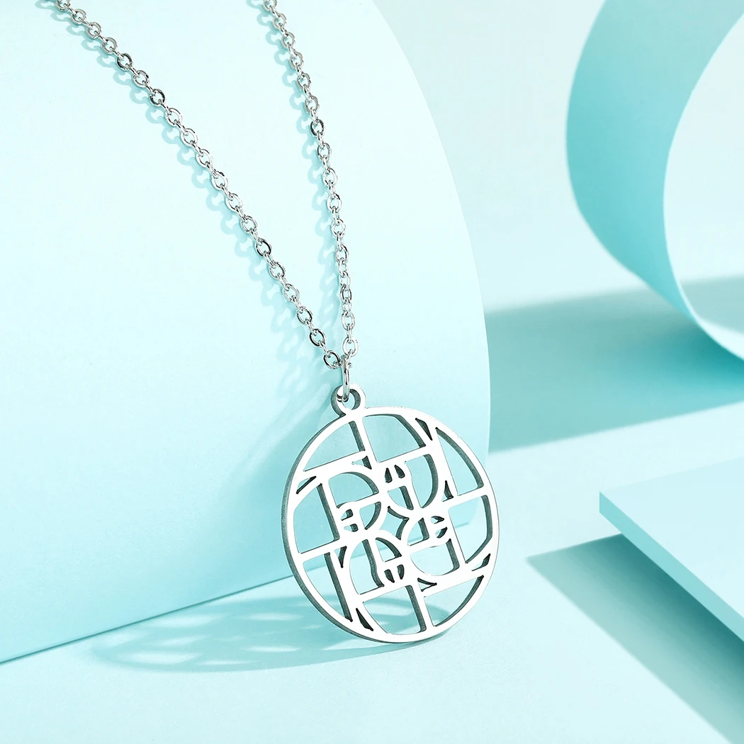 Kinitial Stainless Steel Fibonacci Swirl Necklace Ratio Fibonacci Spiral Triangle Christmas Gift Math Gift