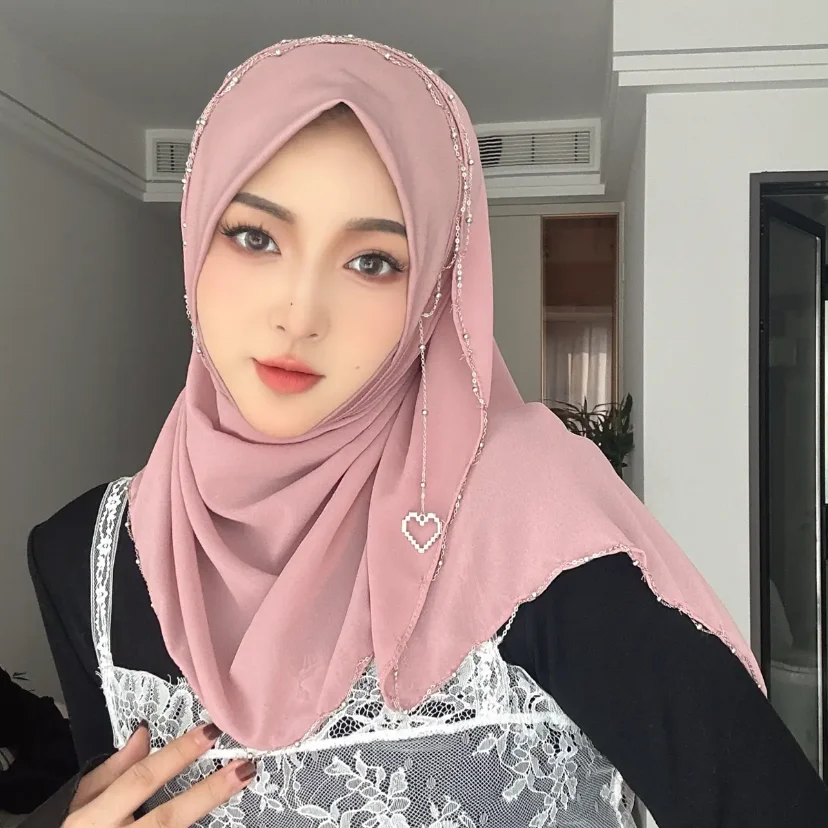 Hochzeitsgeschenk Dusche Kristall Muslim Wrap Hijab Schals