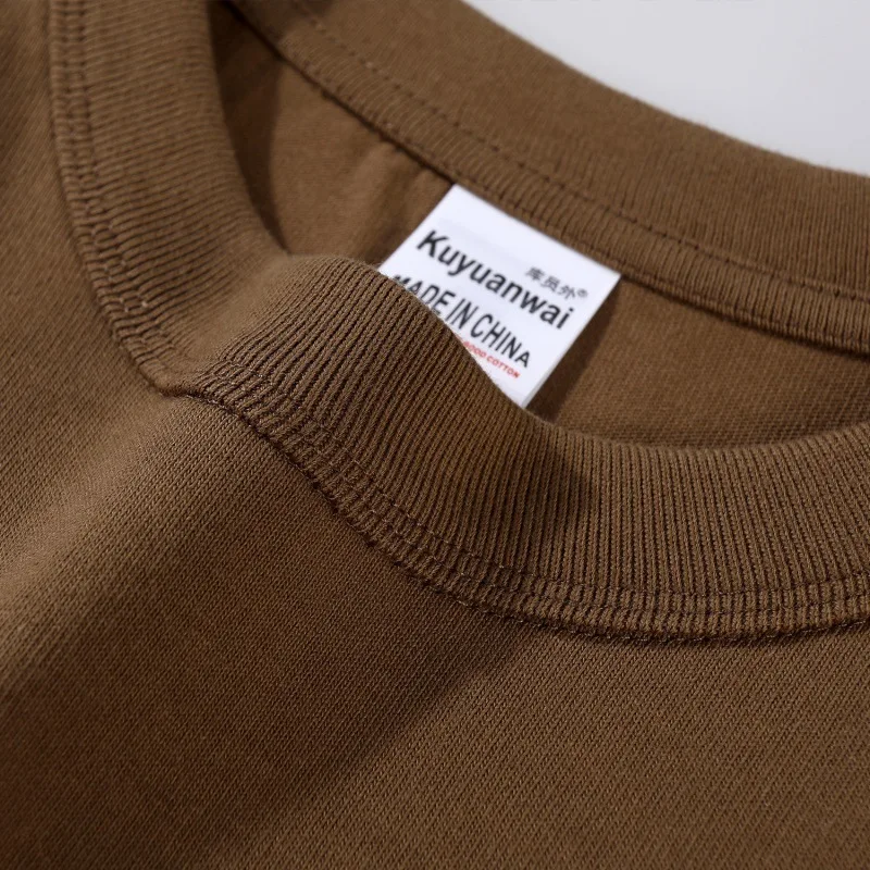 450g T-shirt Thick Needle Heavy Weight Large Version Short Sleeve Trendy Brand Loose Men's Fashion Pure Color Round Neck