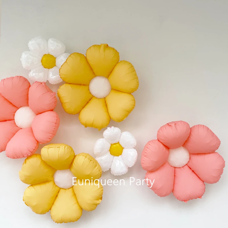 Large Size Retro Pink Yellow Daisy Flower One Two Groovy Party Sunflower Chamomile Baby Shower Birthday Party Room Decoration