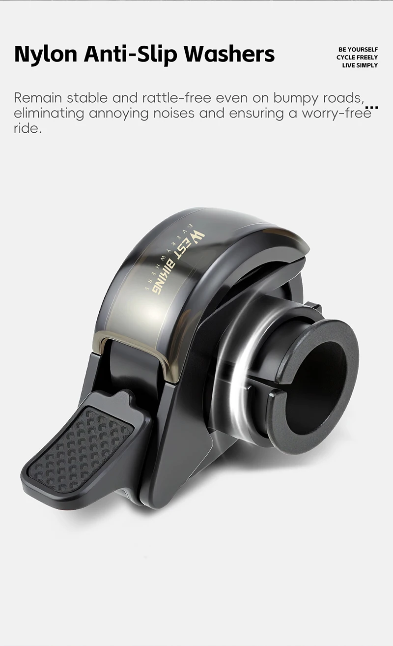 WEST BIKING Whale Versteckte Fahrradklingel aus Aluminiumlegierung, Fahrradhorn mit klarem, lautem Ton, 22,2-31,8 mm Lenkerklingel zur Sicherheitswarnung – Detail 7