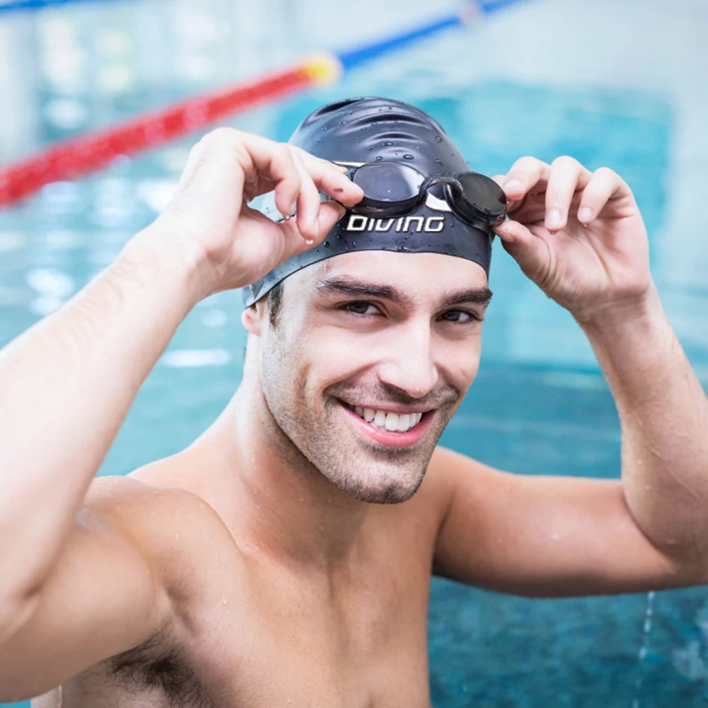 قبعة سباحة من السيليكون للرجال والنساء والكبار مقاومة للماء لحماية الأذن، قبعة حمام السباحة للنساء والرجال والسيدات، قبعة غوص بقلنسوة #4