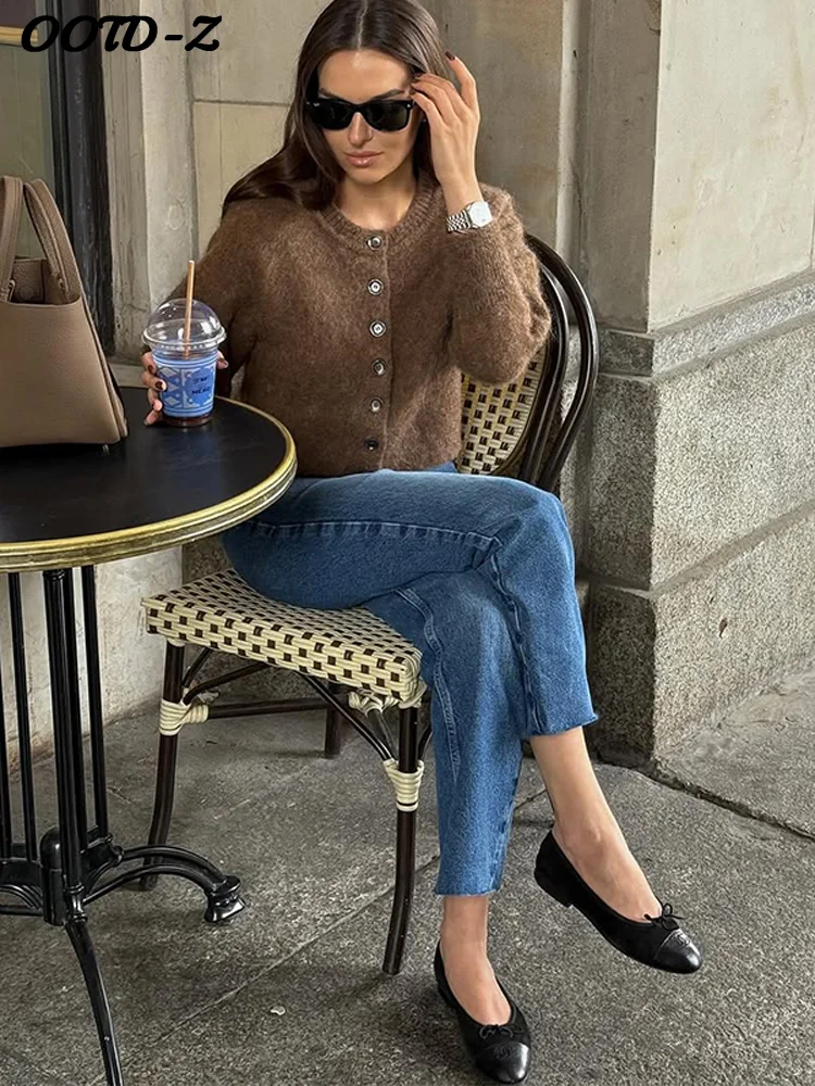 

Повседневные однотонные вязаные короткие свитера, женские однобортные мягкие кардиганы с круглым вырезом, женские модные осенне-зимние пальто 2023 г.