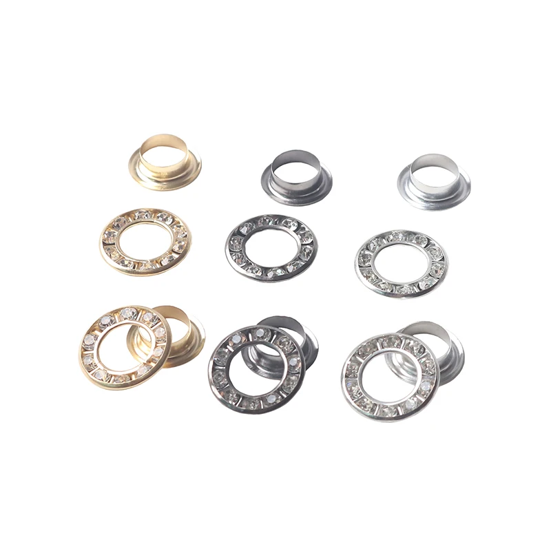 100sets Brass Grommets Eyelets with Rhinestone for Leathercraft Shoes Bag Canvas Dress Clothes  Eyelet Accessories