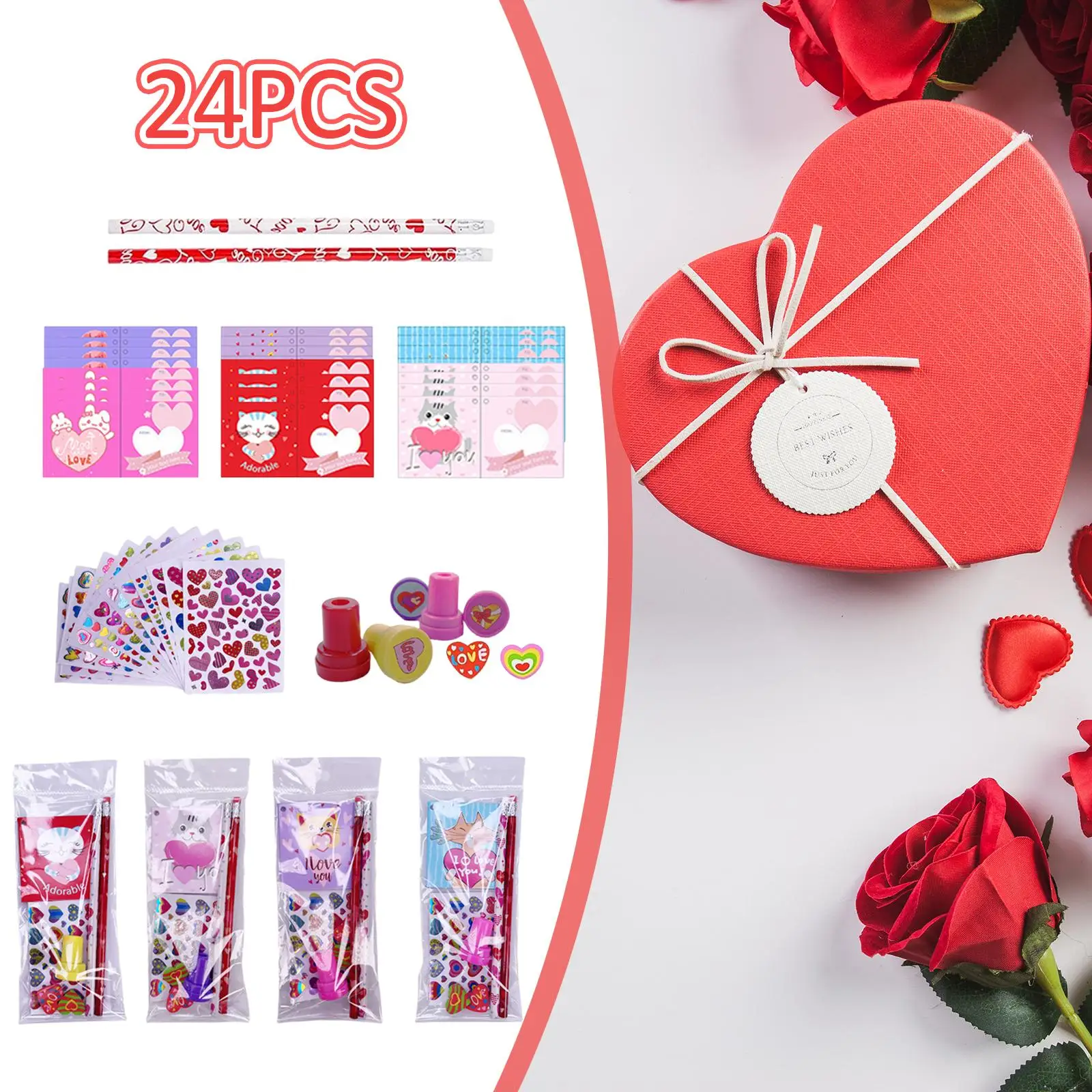 Valentines Day Stationery Set Stamps Stickers Craft Valentines Day Party Favors