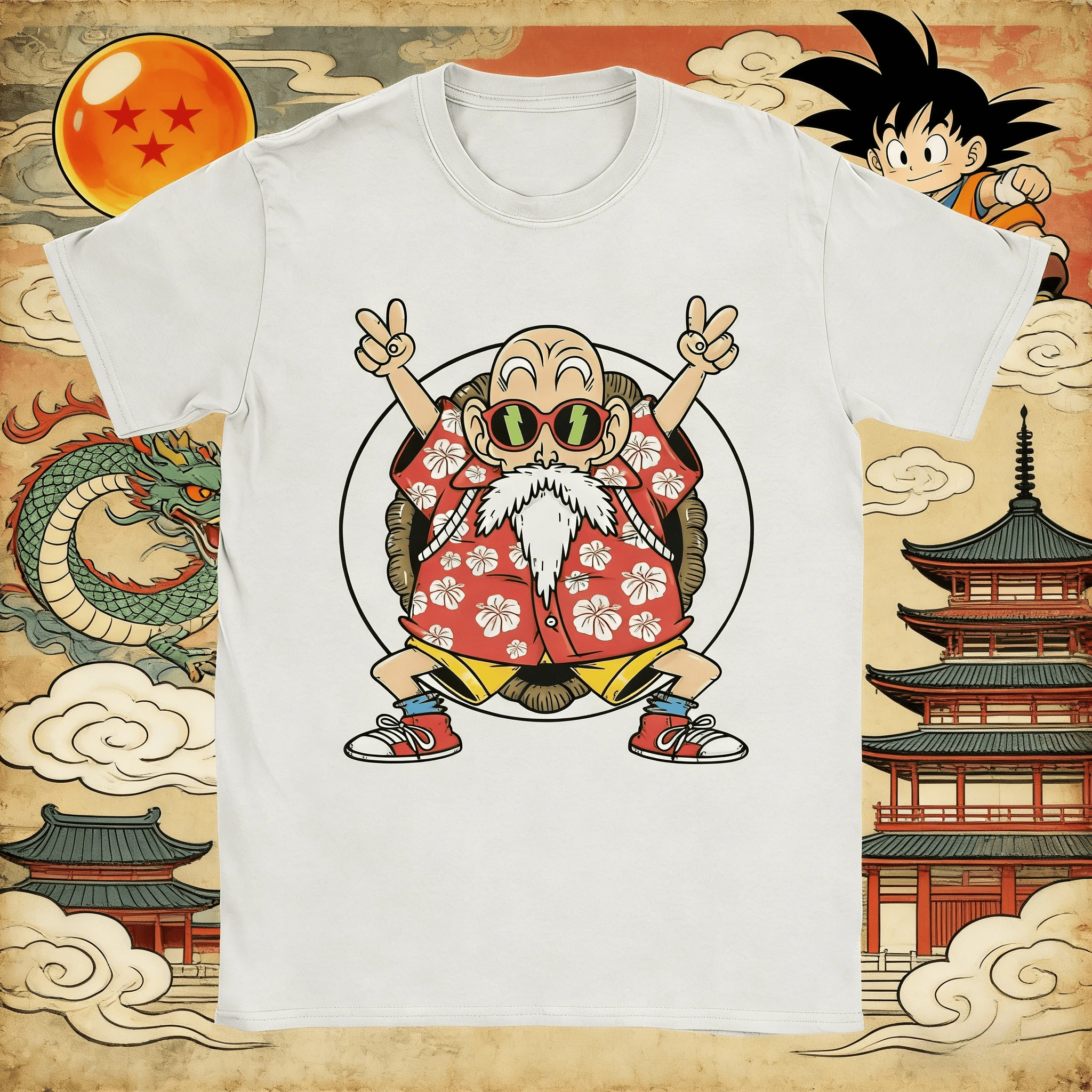 

2026 Summer Dragon Ball T-Shirt 100% Cotton Master Roshi Oversized Loose Breathable Gym Streetwear Unisex Tee for Adults Kids