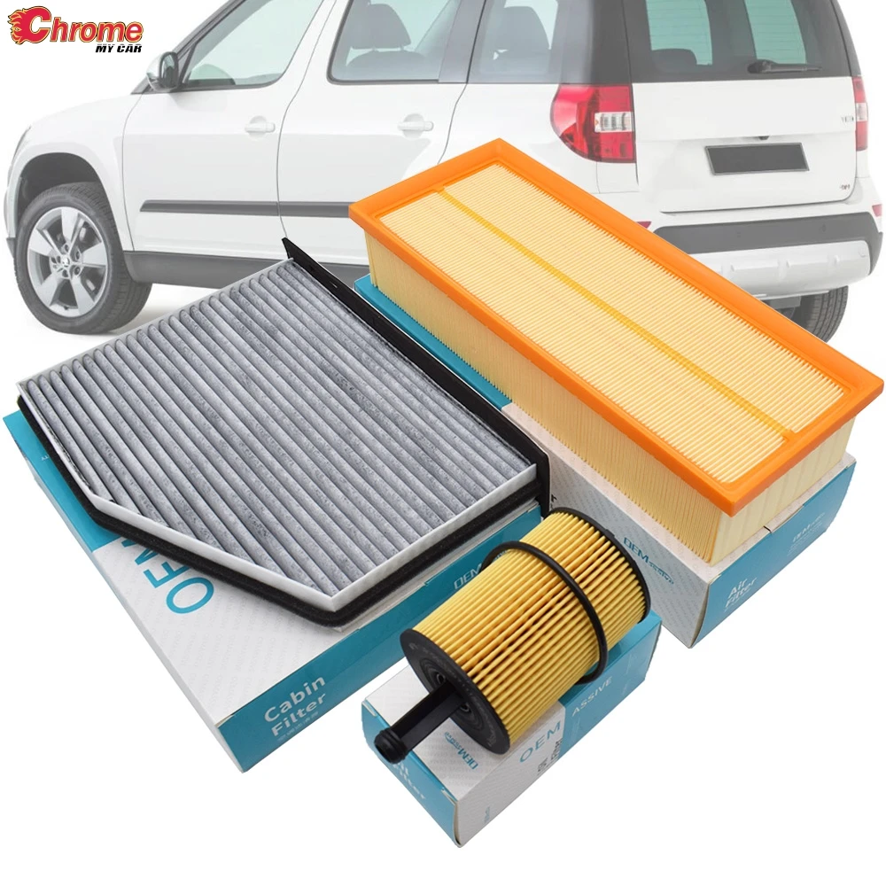 Car Oil Cabin Pollen Air Filter Service Kit For Skoda Yeti 2017 2016 2015 2014 2013 2012 2011 For VW EOS 2006-15 1968ccm 2.0 TDI