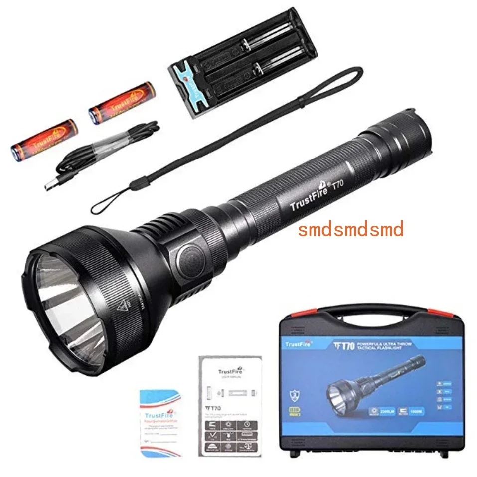 LED Flashlight 2300lumens Tactical Torch Powerful Rechargeable Light by 18650 Battery for Camping Self Defense