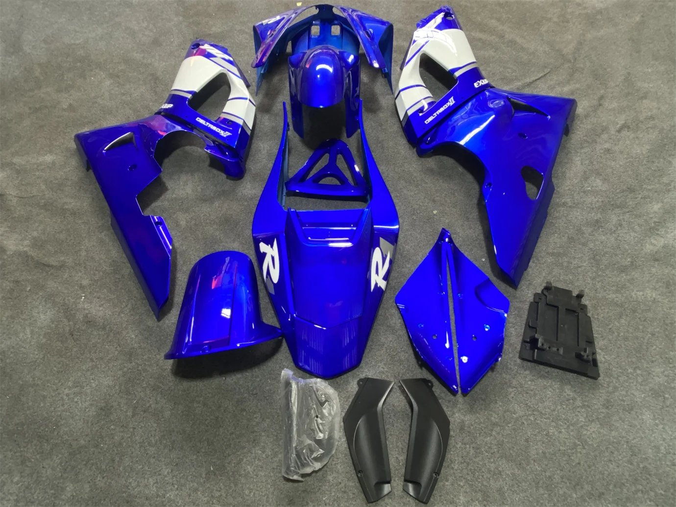 二輪車用フェアリングキット,ヤマハ用ボディキット00-01 yzf1000 2000 2001,青と白