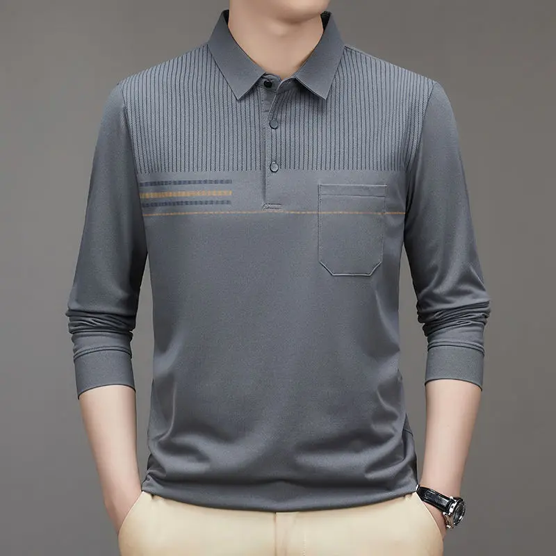 Polo T Shirt for Men Business Regular Fit Cotton Formal Pullovers Funny Aesthetic Japan Streetwear Tops Xxl Green Man Sweatshirt view 3
