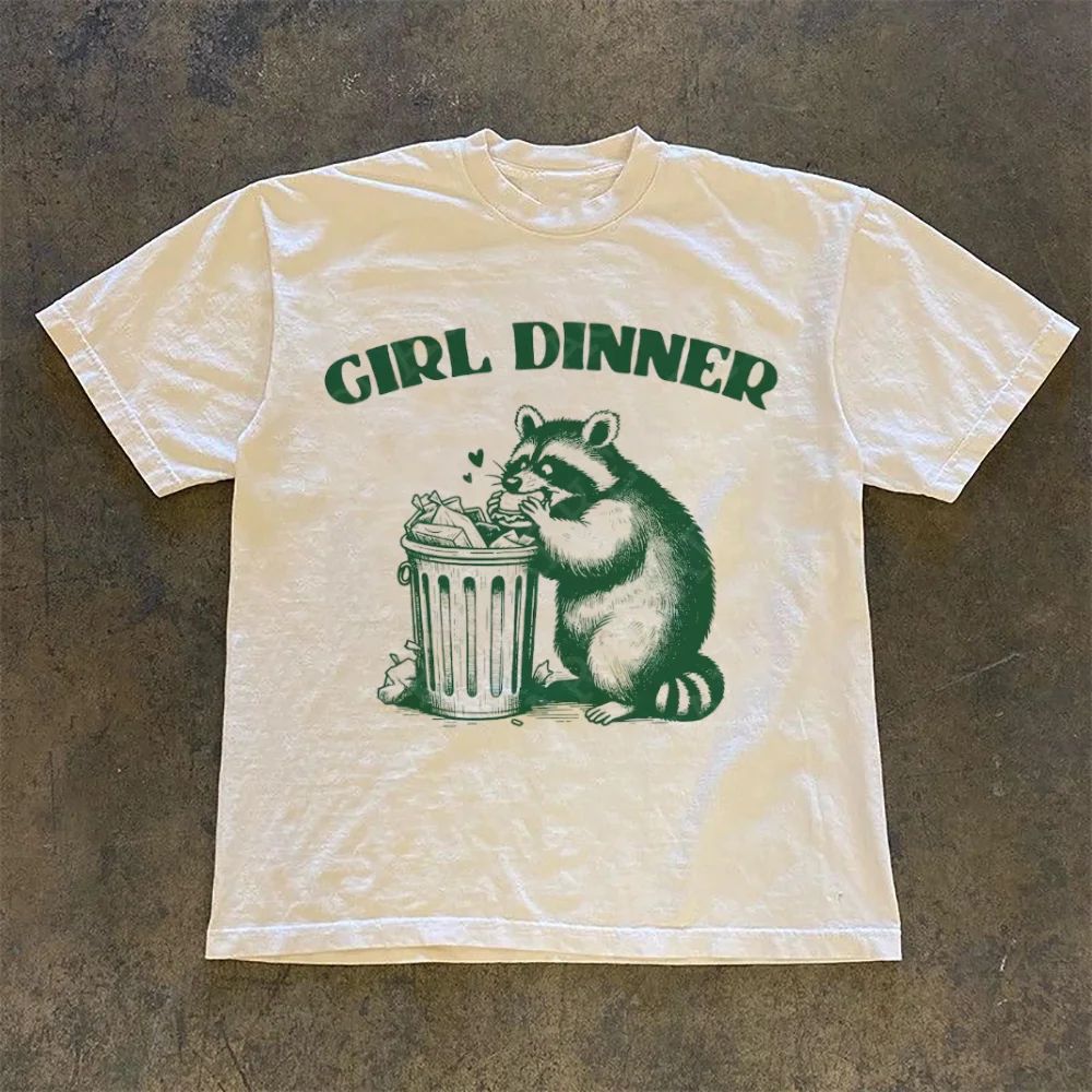 2025 Women's Casual Style Cute Retro Clothing Women's Fun Cartoon Polyester Top Summer Printed Pattern Round Neck T-Shirt