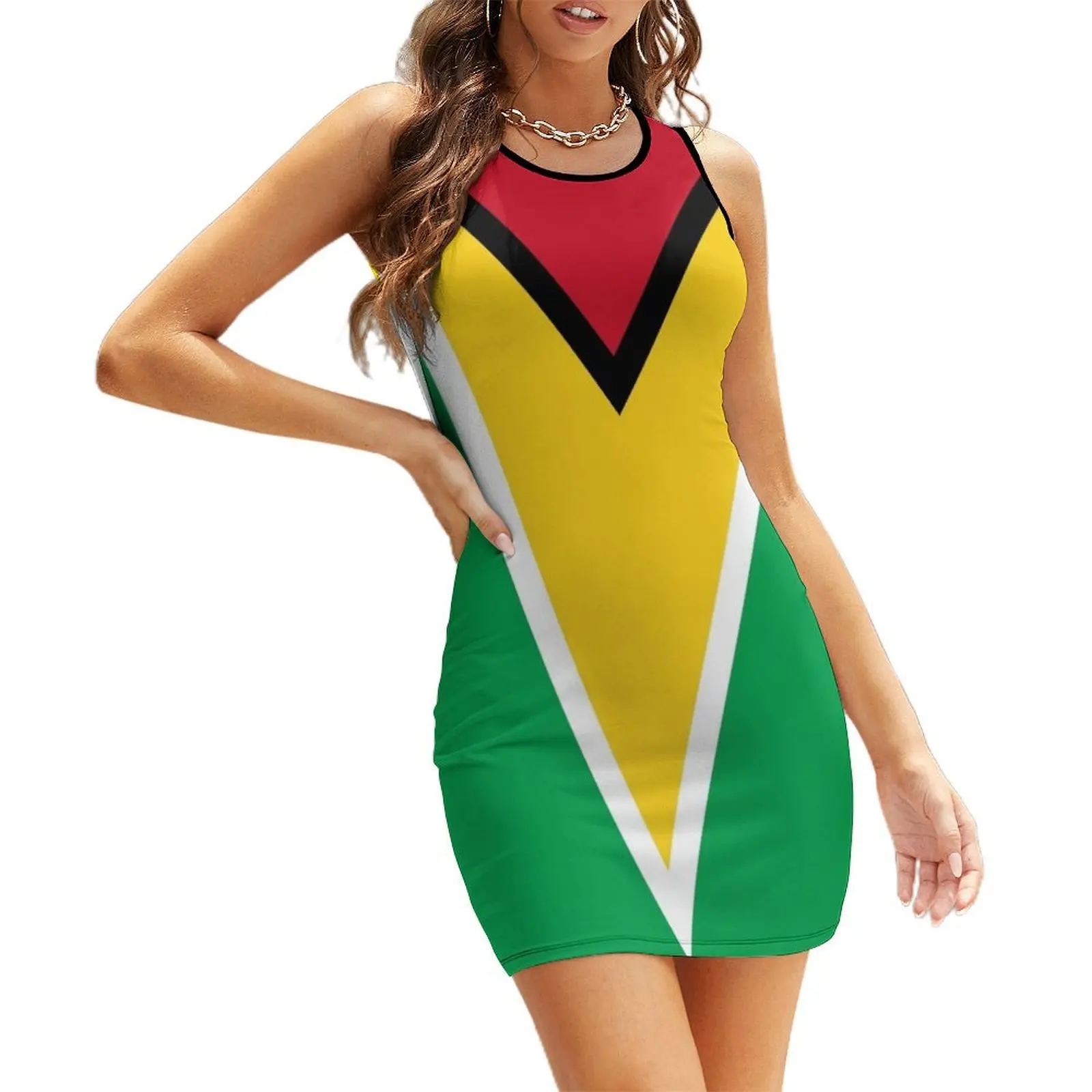 

GUYANA FLAG Sleeveless Sundress Clothing Dress woman evening dresses luxury 2025