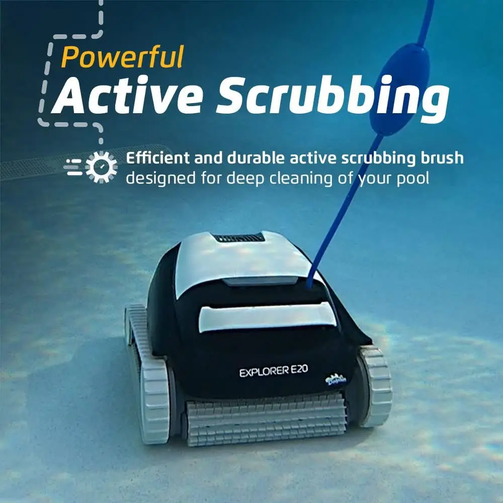 (2024 Model) Explorer E20 Automatic Robotic Pool Vacuum Cleaner, Wall Climbing, Active Scrubber Brush, Ideal for In-Grou