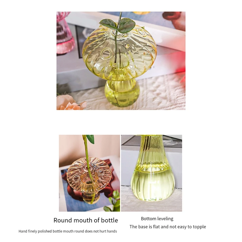 Set Of 5 Colored Plant Propagation Station Mini Glass Terrarium For Plants, Unique Small Glass Vase