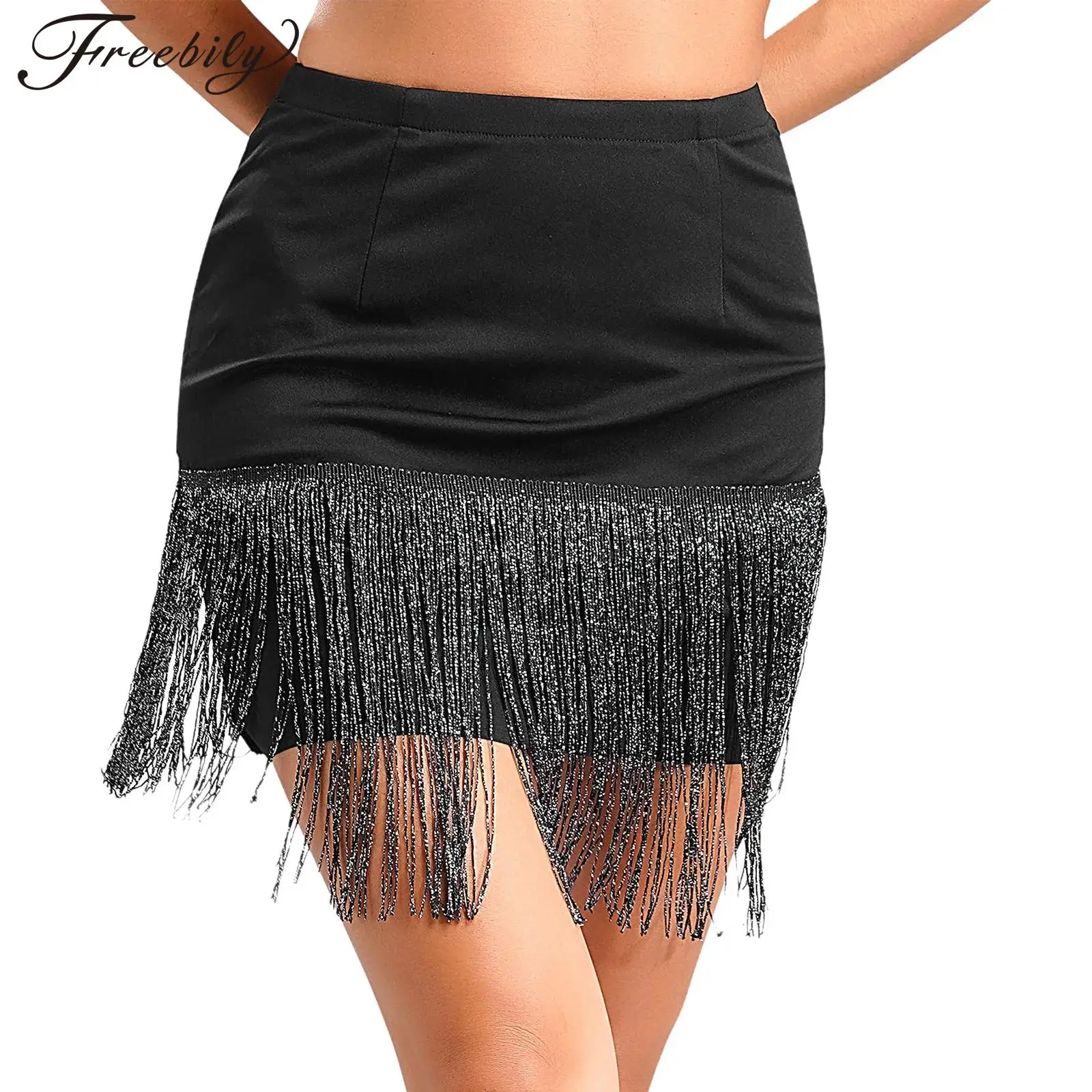 Womens Tassel Skirt Latin Dance Costume High Waist Irregular Hem Fringe Skirt For Belly Dance Chacha Performance Bodycon Skirts