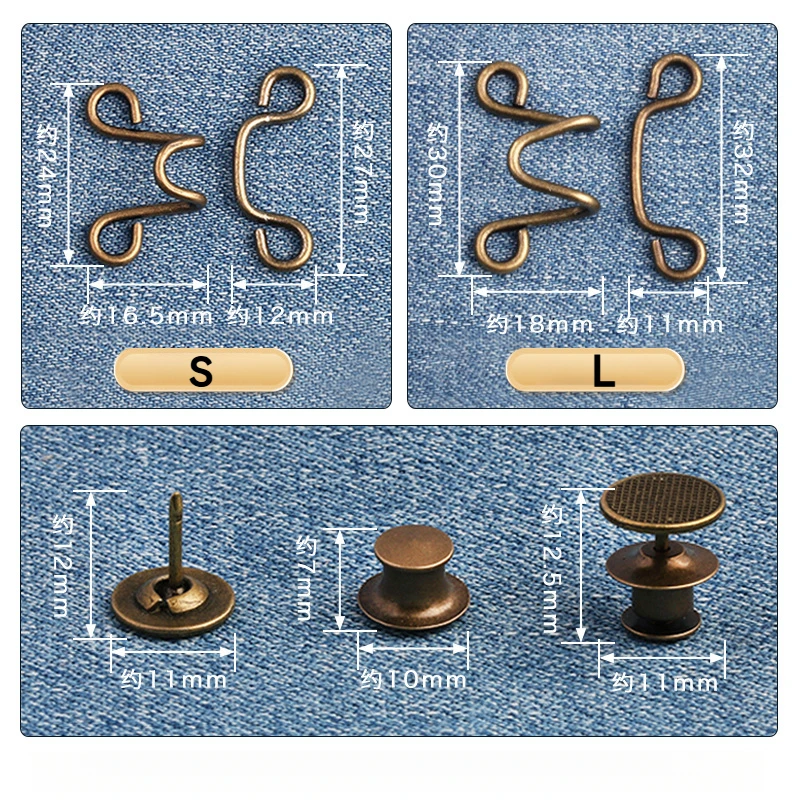 Adjustable Reusable Waist Closing Buttons Staple Free Removable Buttons Jeans Sub Waistband Windage Buttons