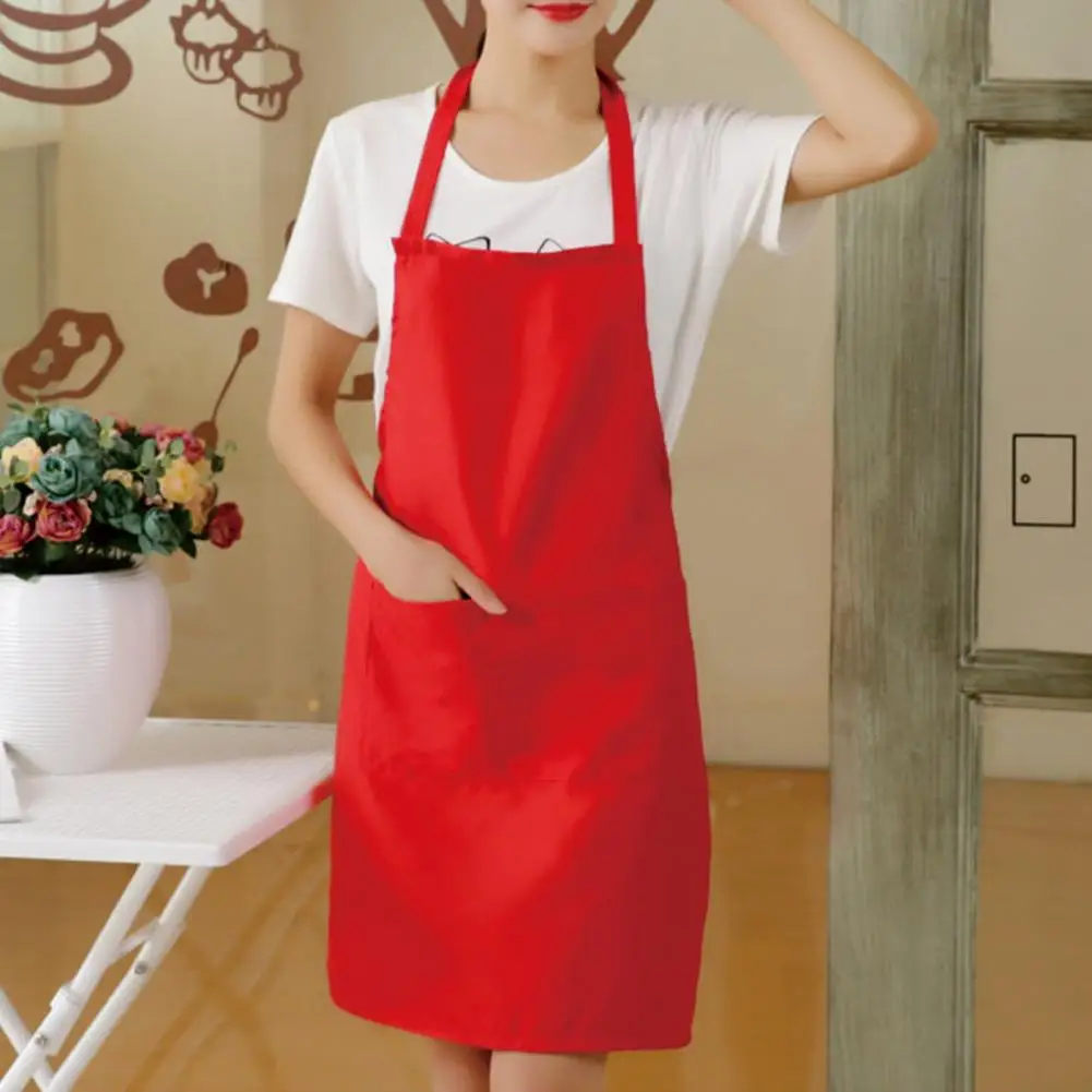 Unisex Work Apron with Pockets Adjustable Straps Cooking Apron for Grill Restaurant Bar Cafes