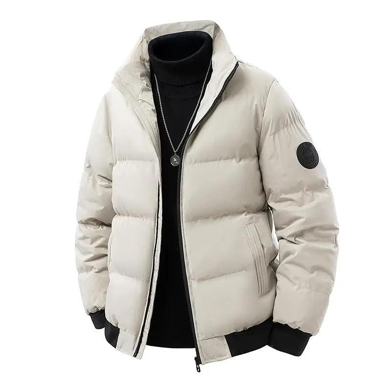 

Men's Thickened Cotton Jacket Winter Casual Hooded Warm Top Fashionable Tiger Head Design Regular Length Side Pocket
