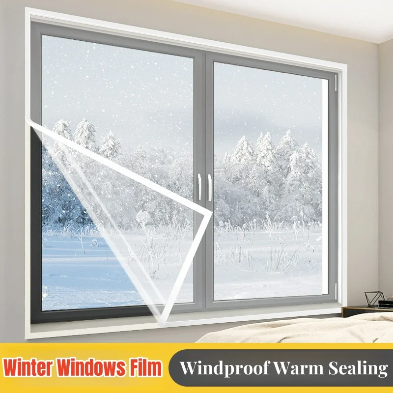 Winter Transparent Sealing Window Screens Self Adhesive Windproof Warm Windows Film with Magic Tape Insulation Films Curtains