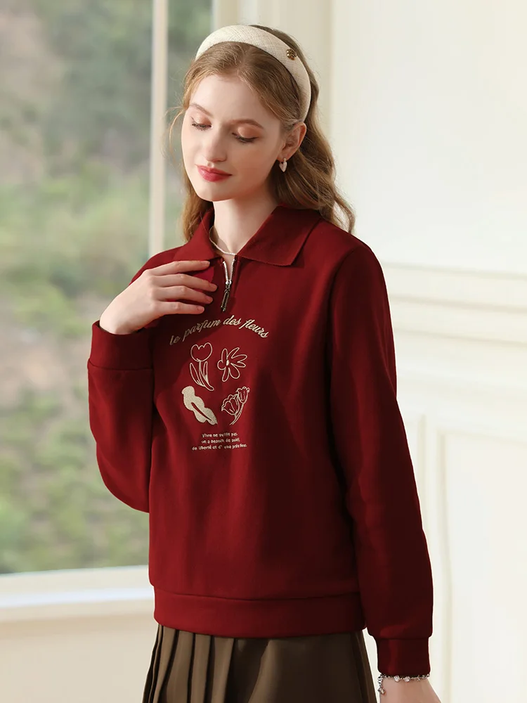 I BELIEVE YOU Hoodies For Women 2023 Fleece Polo Collar Thick Warm Pullover Winter New Loose Tops Casual Office Lady 2234195433