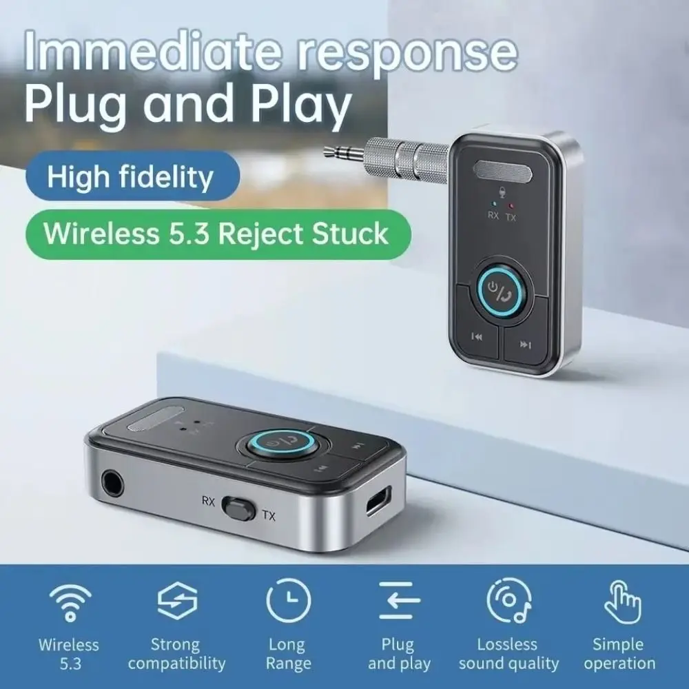 

2 в 1 Bluetooth 5,3 приемник-передатчик мини 3,5 мм AUX Bluetooth беспроводной адаптер разъем светодиодные индикаторы