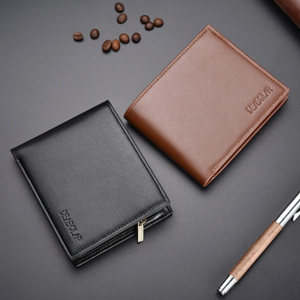 Business Soft Men's Short Wallet Contracted Super Slim Male Leather Purse Classics Multifunction Male Short Purse Daily Use