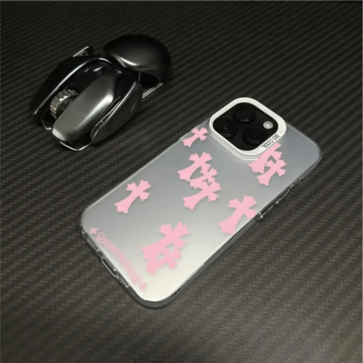 Luxury Pink Cross Colorful Silver Phone Case For iPhone 15 14 13 12 11 Pro Max XR XS MAX 7 8 Plus Y2K Pink Frosted Hard Cover