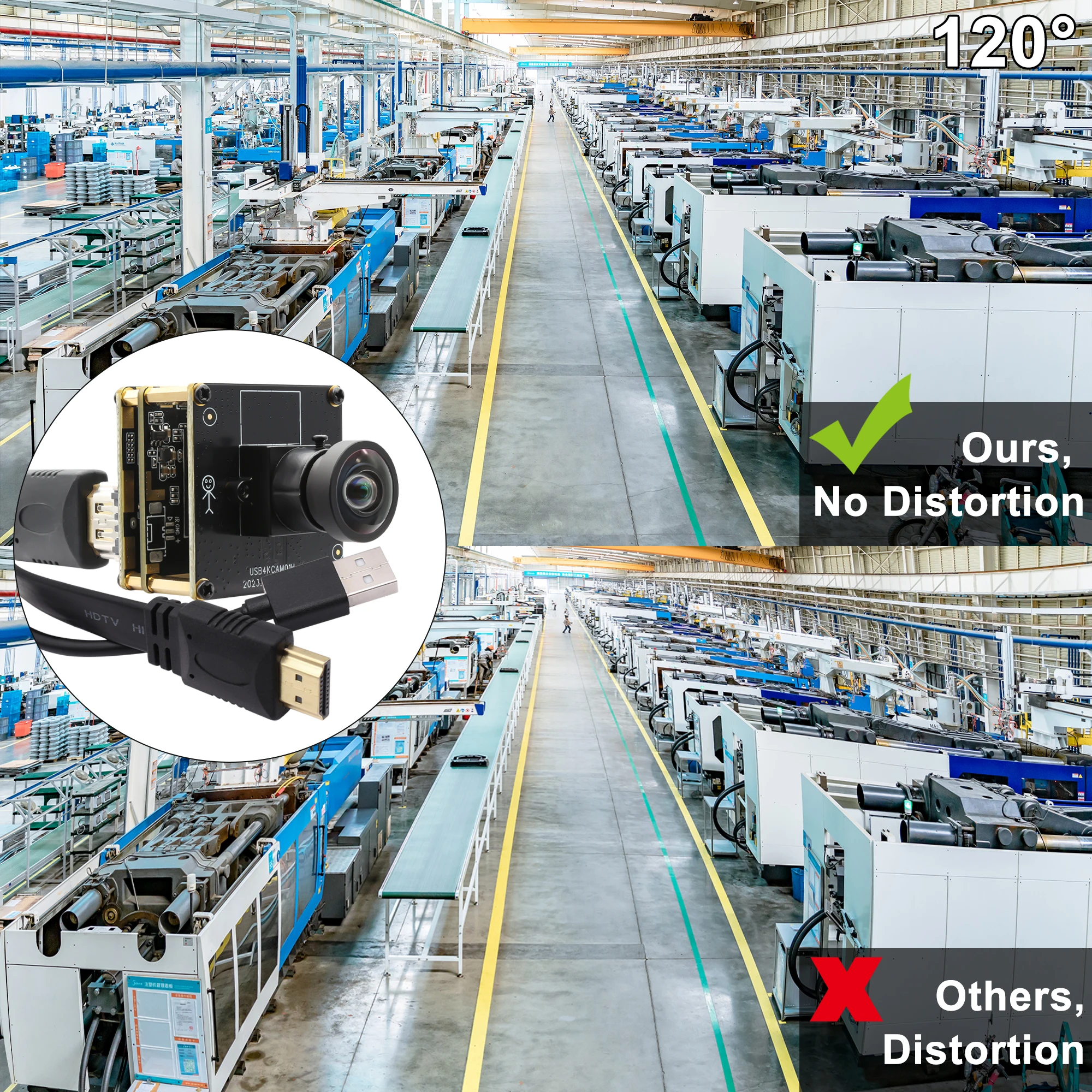 ELP 4K 30fps HDMI Mini USB Camera Module Wide Angle Fisheye Lens 2X Digital Zoom Video Conference Webcam for Linux Android Mac