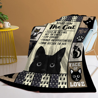 Black Cat Throw Blanket, Cat Flannel Fleece Blanket for Bed Cat Fleece Throw Blanket for Women Men and Kids Gifts