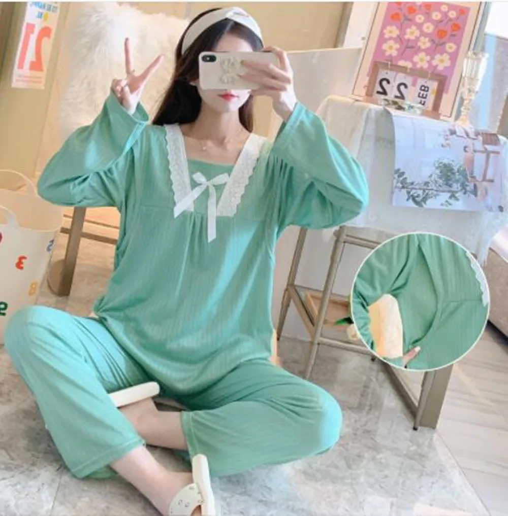 Maternity Nursing Pajamas for Women Breastfeeding Pregnant Women Nursing Pjs Set Top Pants Sleepwear Pregnancy Nightgown Clothes